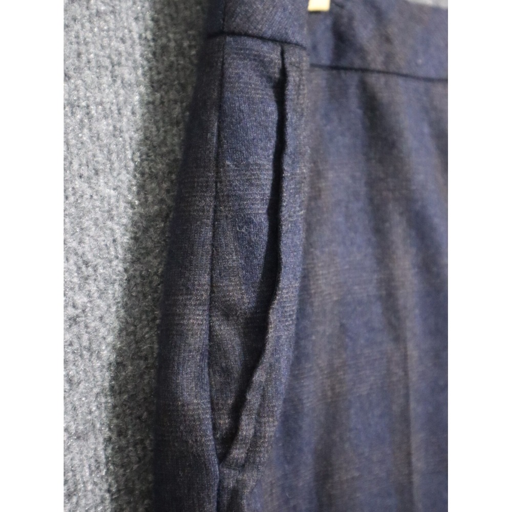Akris Punto Pants Women 10 Blue Plaid Wool Cashmere High Rise Straight Leg 30.5" - Picture 3 of 6